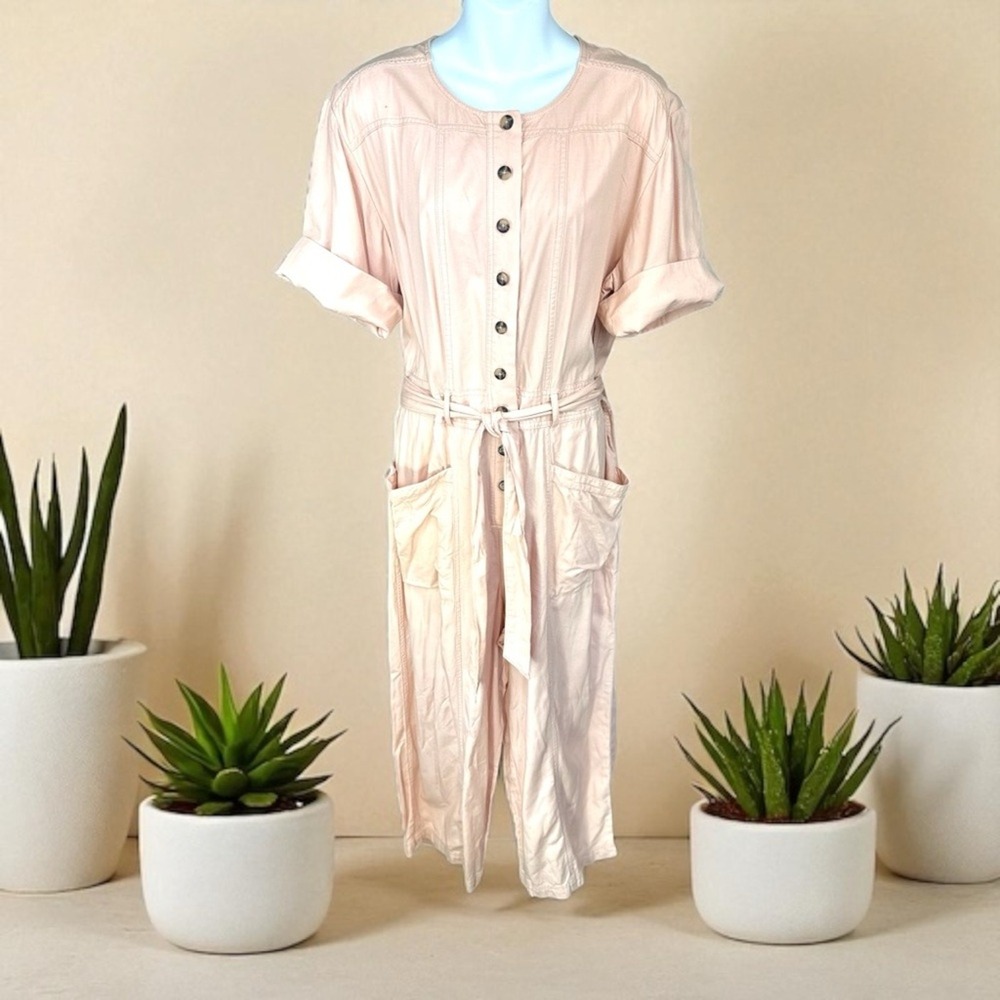 Madewell Size 14‎ Pink Top-Stitched Coverall Jumpsuit Bashful Blush pink - Picture 3 of 12